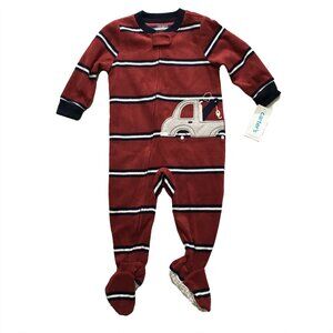 Carters Baby Boys Striped Tow Truck Footie Pajamas, 12 Months.